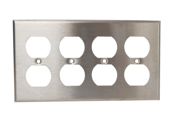 430 Stainless Steel Wall Plates 4 Gang Duplex Receptacle