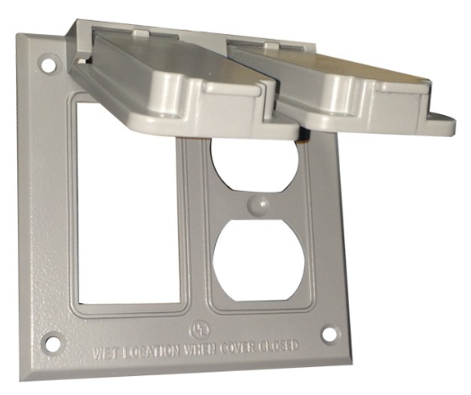 Two Gang Weatherproof Covers - 1 GFCI & 1 Duplex Receptacle