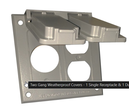 Two Gang Weatherproof Covers - 1 Single Receptacle & 1 Duplex Receptacle