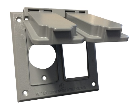 Two Gang Weatherproof Covers - 1 GFCI & 1 Single Receptacle