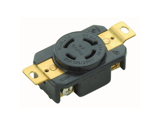 Twist Lock Wall Mount Receptacles - 3 Pole 4 Wire 