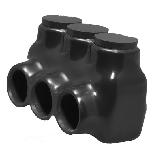 Black Insulated Multi-Cable Connector - Single Entry - Large Wire Range 