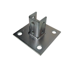 Post Base Single Channel 4 Hole Square for 1-5/8