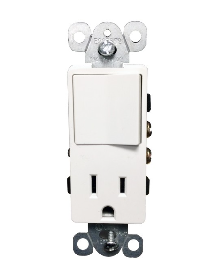 Commercial Grade Decorative Single Pole Switch/Receptacle Rocker Switch 