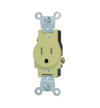 Commercial Grade Tamper Resistant Single Receptacles 15A 125V 