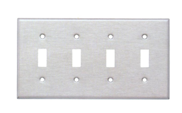 304 Stainless Steel Wall Plates 4 Gang Toggle Switch 