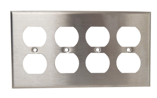 304 Stainless Steel Wall Plates 4 Gang Duplex Receptacle 