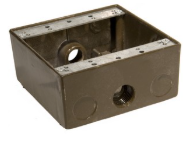 Weatherproof Boxes - Two Gang 30.5 Cubic Inch Capacity - 3 Outlet Holes