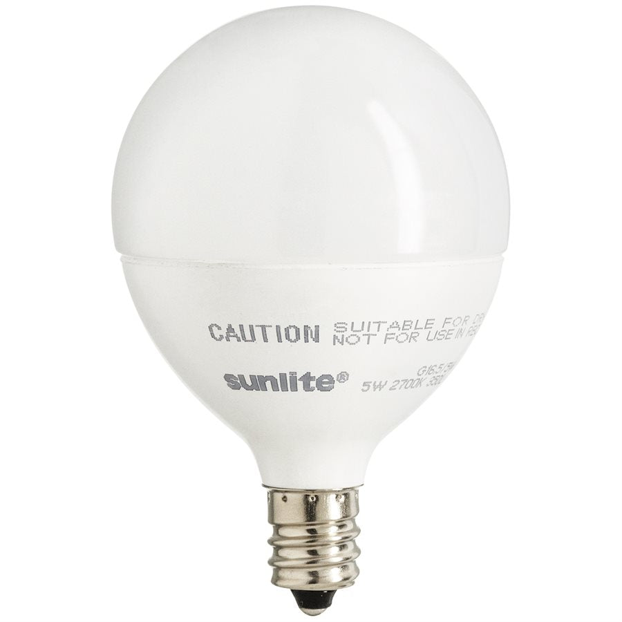SUNLITE 41887-SU - LED - G16.5 - 5W -E12 Base - 4000K - Dimmable - Frosted - 6 Pack