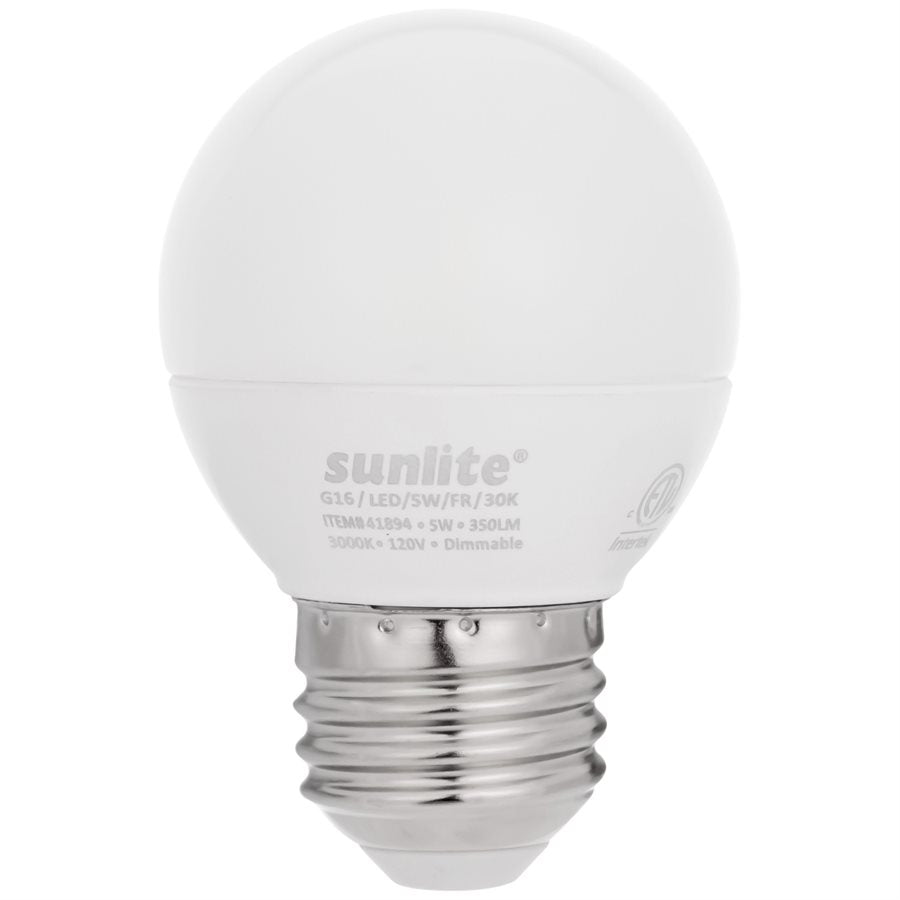 SUNLITE-41894-SU - LED - G16 - 5W - E26 Base - 3000K - Frosted  - Dimmable - 6 Pack