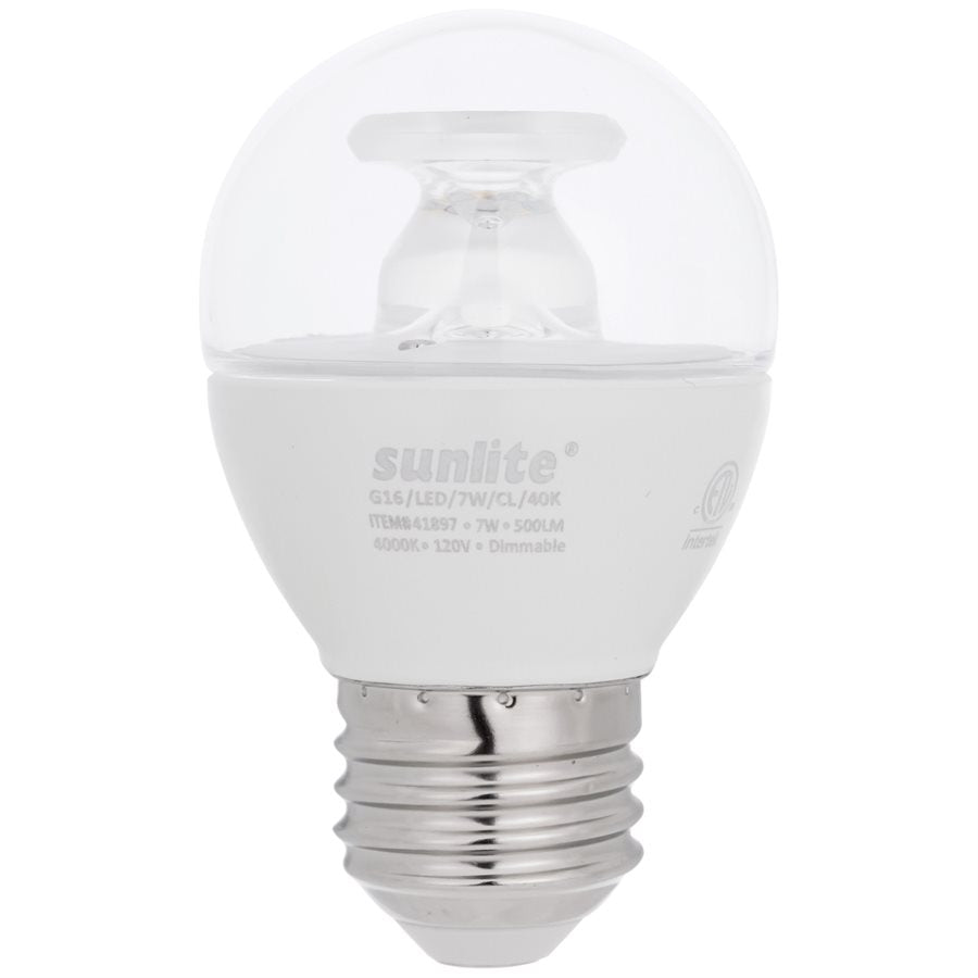 SUNLITE-41897-SU - LED - G16 - 7W - E26 Base - 4000K - Clear - Dimmable - 6 Pack