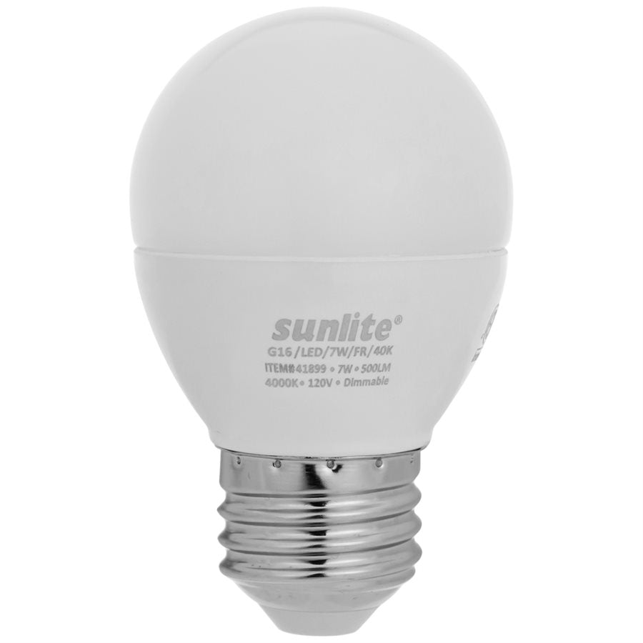 SUNLITE-41899-SU - LED - G16 - 7W - E26 Base - Frosted - 4000K - Dimmable - 6 Pack