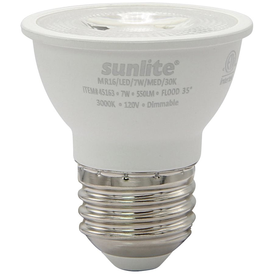 SUNLITE-45163-SU - LED - MR16 - 7W - 3000K - Medium Screw - Dimmable - 6 Pack