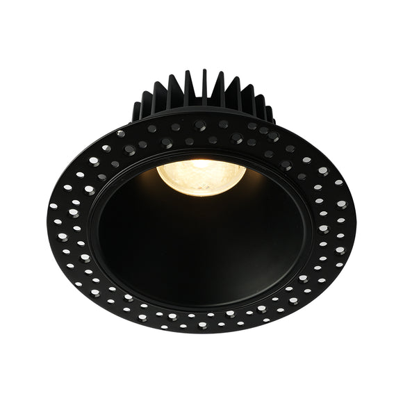 Lotus LED Lights LD4R-5CCT-4R-BR-IT-60D 4 inch Round Trimless  Deep Regressed LED Downlight 15W 5CCT 27-30-35-40-50K - 60 Deg. Beam Angle - Black Reflector Invisible Trim