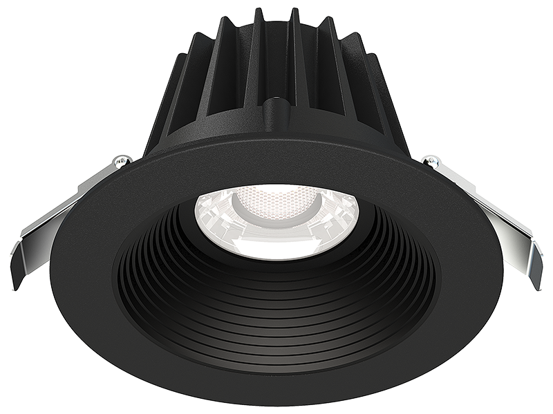 Lotus LED Lights JXL-COB04-R15W-5CCT-BK-4RR-BF-BK - 4 inch Round Recessed Economy LED Downlight - 15 Watt - 5CCT Selectable - Black Baffle Reflector - Black Trim