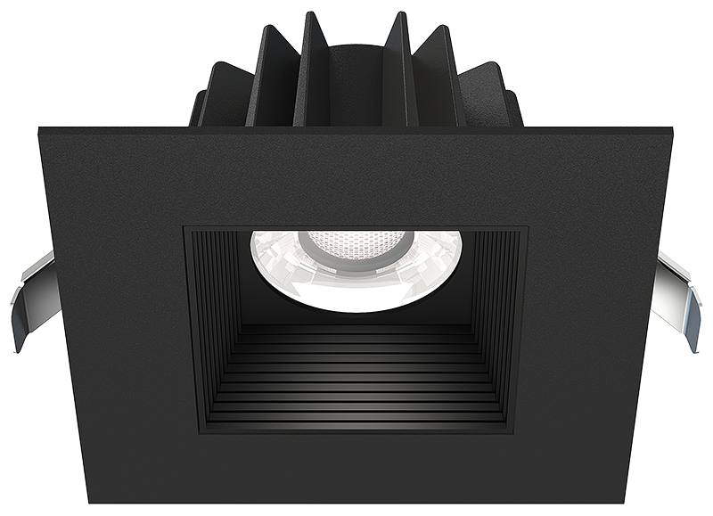 Lotus LED Lights JXL-COB04-S15W-5CCT-BK-4SR-BF-BK - 4 inch Square Recessed Economy LED Downlight - 15 Watt - 5CCT Selectable - Baffle Black Reflector - Black Trim