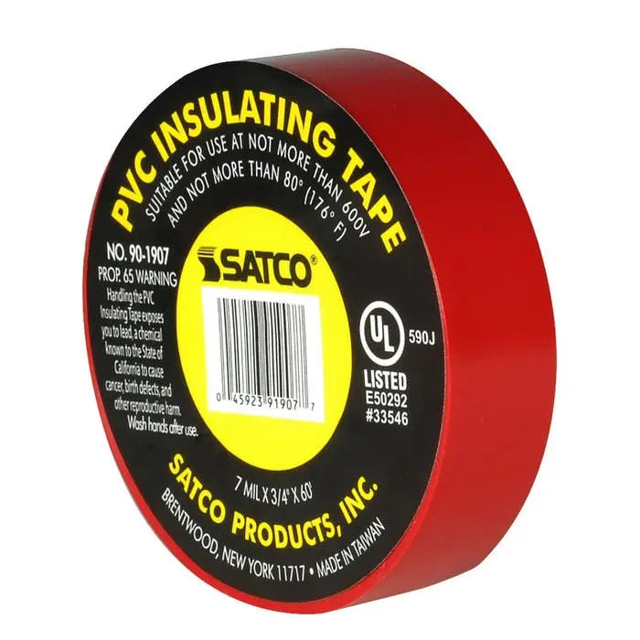 Satco 90/1907 PVC Electrical Tape - 3/4" x 60 Foot - Red