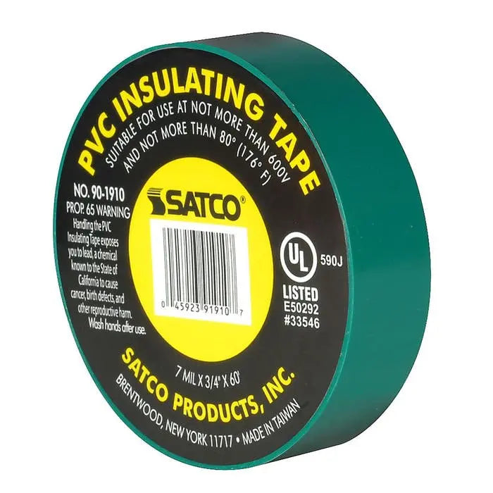 Satco 90/1910 PVC Electrical Tape - 3/4" x 60 Foot - Green