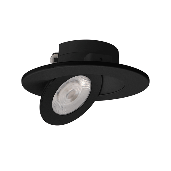 Lotus LED Lights AD-LED-4-S9W-BK-5CCT-MFG-60D - 4 inch Multi Fit Floating Gimbal LED Downlight - 9 Watt - 5CCT Selectable - Black Trim - 60 Deg.Beam Spread