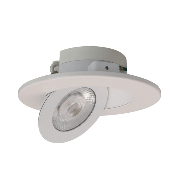 Lotus LED Lights AD-LED-4-S9W-WH-5CCT-MFG-24D - 4 inch Multi Fit Floating Gimbal LED Downlight - 9 Watt - 5CCT Selectable - White Trim - 24 Deg.Beam Spread