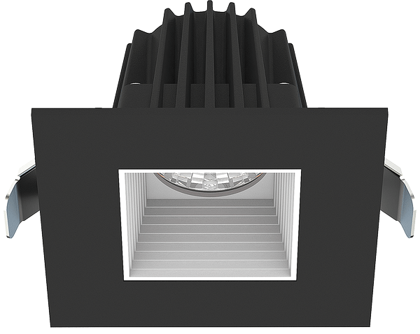 Lotus LED Lights JXL-COB02-S08W-CCT-BK-2SR-BF-WH - 2 inch Square Recessed Economy LED Downlight - 8 Watt - 3CCT Selectable - White Baffle Reflector - Black Trim - 36 Deg.Beam Spread