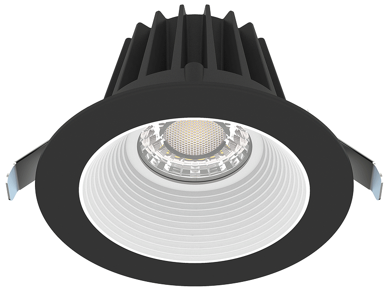 Lotus LED Lights JXL-COB04-R15W-5CCT-BK-4RR-BF-WH - 4 inch Round Recessed Economy LED Downlight - 15 Watt - 5CCT Selectable - White Baffle Reflector - Black Trim