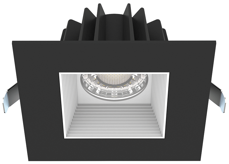 Lotus LED Lights JXL-COB04-S15W-5CCT-BK-4SR-BF-WH - 4 inch Square Recessed Economy LED Downlight - 15 Watt - 5CCT Selectable - White Baffle Reflector - Black Trim