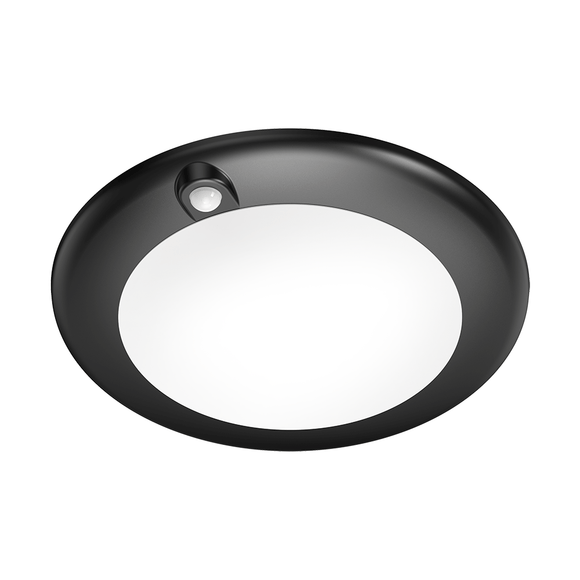 Lotus LED Lights DL205S-6-15W-5CCT-R90-0082-BK - 6 inch PIR Round Disk Downlight - 15 Watt - 5CCT Selectable - Black Trim - 115 Deg.Beam Spread