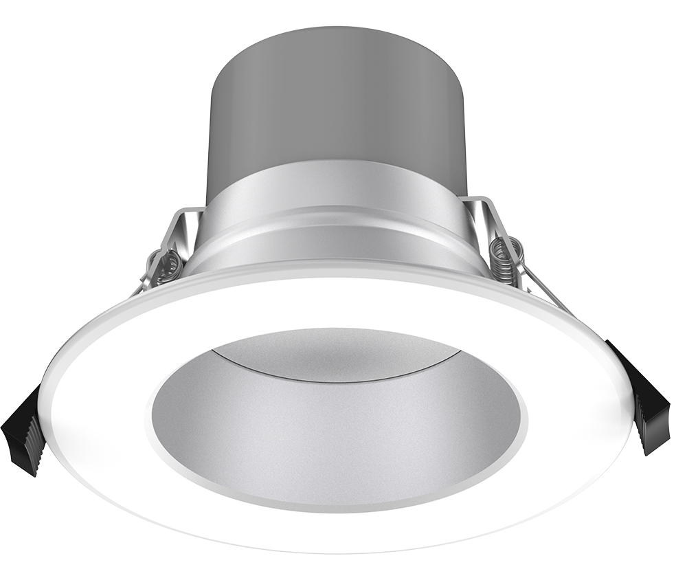 Lotus LED Lights DL254-4-16W-M-A5C5-AZ - 4 inch Round Commercial 5 CCT & 5 Watt Selectable LED Downlight - 6/8/10/12/16 Watt - 5CCT Selectable - Silver Reflector - White Trim - 80 Deg.Beam Spread