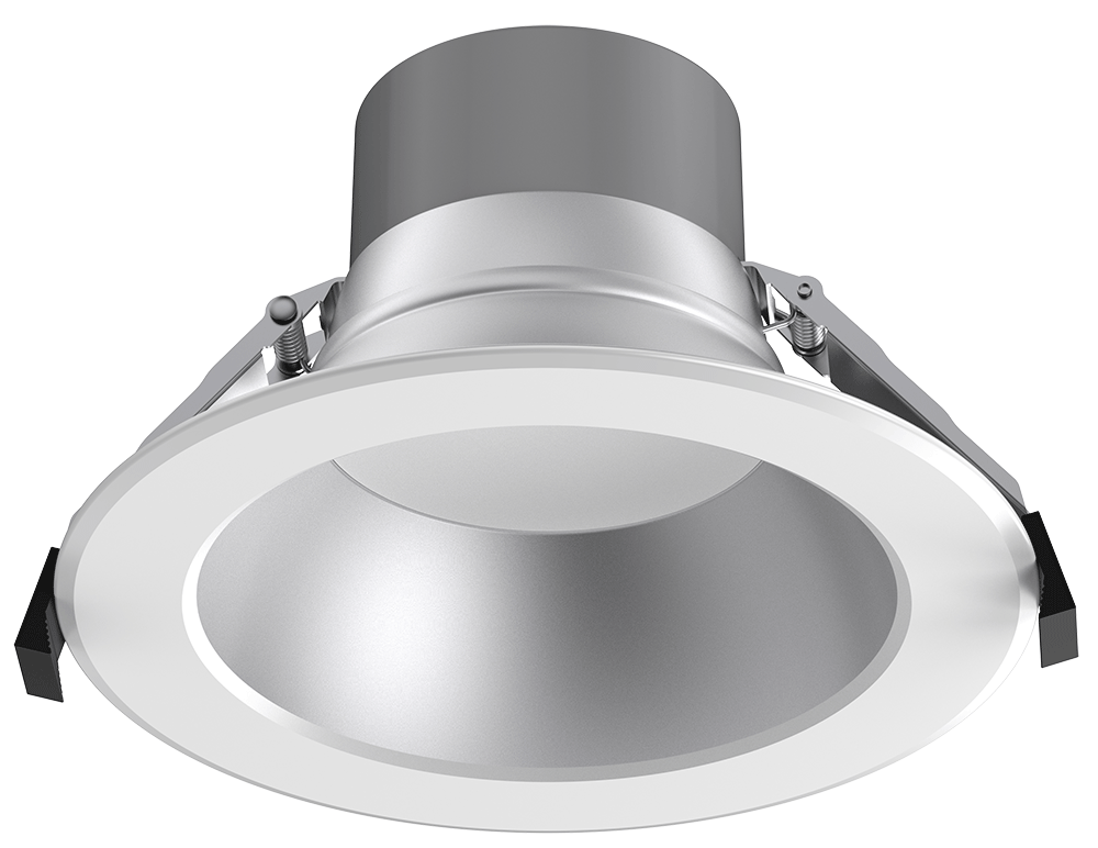 Lotus LED Lights DL254-6-30W-M-A5C5-HO-AZ - 6 inch Round Commercial 5 CCT & 5 Watt Selectable LED Downlight - 12/16/22/26/30 Watt - 5CCT Selectable - Silver Reflector - White Trim - 85 Deg.Beam Spread