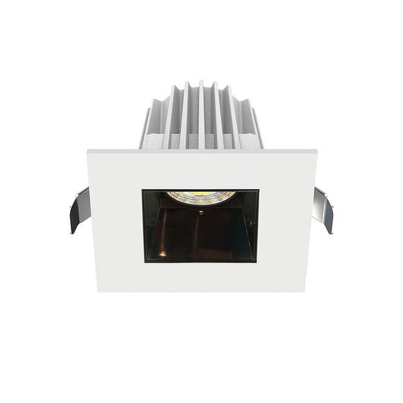 Lotus LED Lights JXL-COB02-S09W-5CCT-WH-2SR-SM-BC - 2 inch Square Recessed Economy LED - 9 Watt - 5CCT - Black Chrome Reflector - White Trim