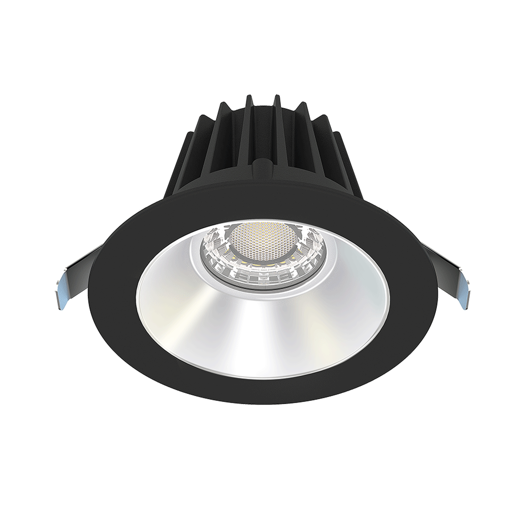 Lotus LED Lights JXL-COB04-R15W-5CCT-BK-4RR-SM-AZ - 4 inch Round Recessed Economy LED Downlight - 15 Watt - 5CCT Selectable - Alzak Reflector - Black Trim