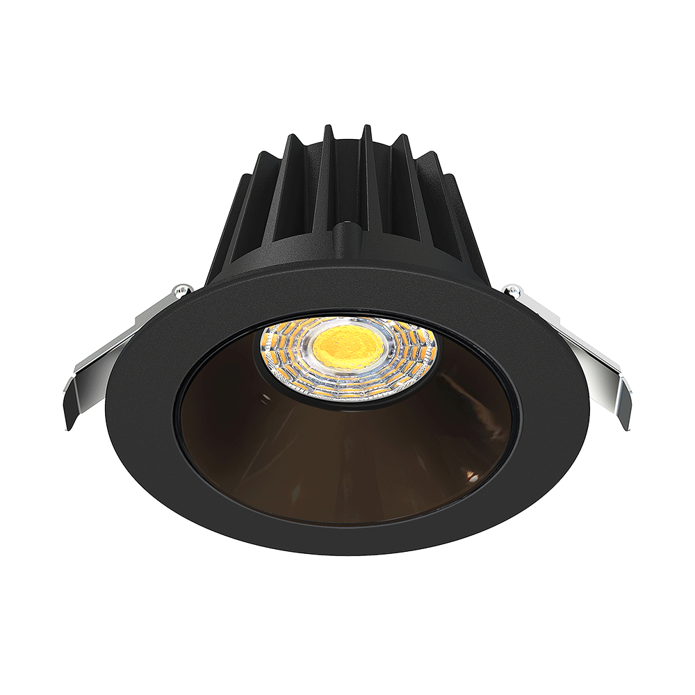 Lotus LED Lights JXL-COB04-R15W-5CCT-BK-4RR-SM-BC - 4 inch Round Recessed Economy LED Downlight - 15 Watt - 5CCT Selectable - Black Chrome Reflector - Black Trim