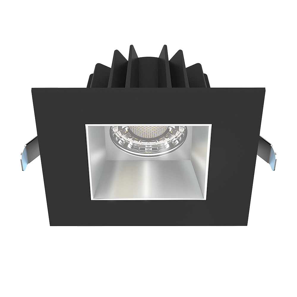 Lotus LED Lights JXL-COB04-S15W-5CCT-BK-4SR-SM-AZ - 4 inch Square Recessed Economy LED Downlight - 15 Watt - 5CCT Selectable - Alzak Reflector - Black Trim