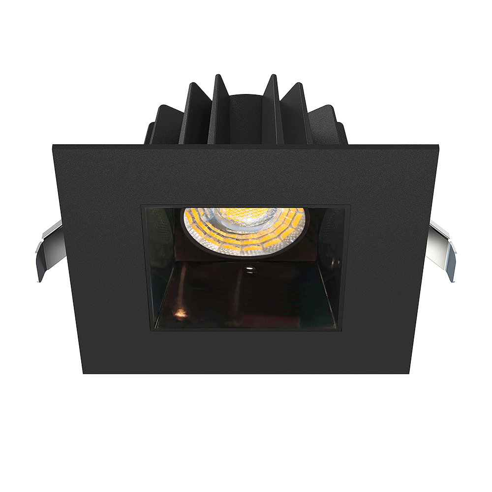 Lotus LED Lights JXL-COB04-S15W-5CCT-BK-4SR-SM-BC - 4 inch Square Recessed Economy LED Downlight - 15 Watt - 5CCT Selectable - Black Chrome Reflector - Black Trim