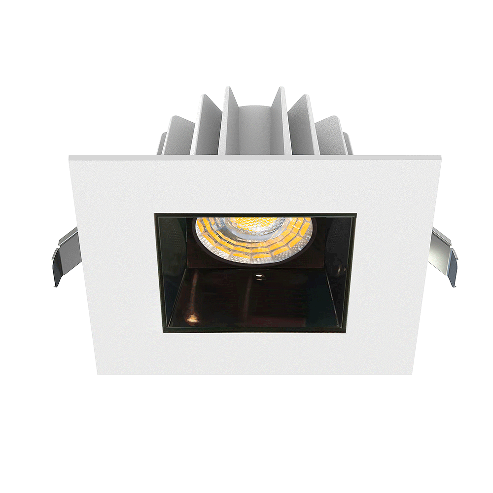 Lotus LED Lights JXL-COB04-S15W-5CCT-WH-4SR-SM-BC - 4 inch Square Recessed Economy LED Downlight - 15 Watt - 5CCT Selectable - Black Chrome Reflector - White Trim