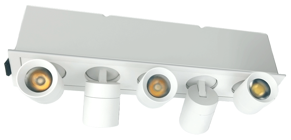 Lotus LED Lights JXL-TXH05-G16W-WH-3000K - 5 LED Rotatable Linear Recessed Downlight - 16 Watt - White Trim - 20 Deg.Beam Spread