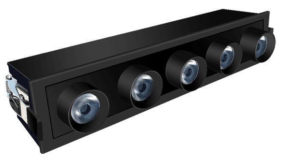 Lotus LED Lights JXL-TXH05-G16W-BK-3000K - 5 LED Rotatable Linear Recessed Downlight - 16 Watt - Black Trim - 20 Deg.Beam Spread