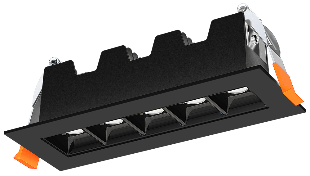 Lotus LED Lights JXL-TXH05-T11W-5CCT-BK-45° - 5 LED Linear Recessed Downlight - 11 Watt - 5CCT Selectable - Black Trim - 45 Deg.Beam Spread