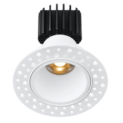 Tangra 3" Fixed Round Deep Regressed Invisible White Trim Reflector Frosted glass 50° 5CCT CRI95 with 120V Commercial Driver