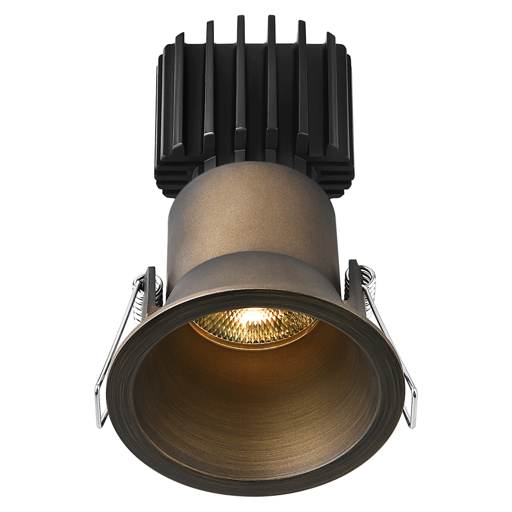 Tangra 3" Fixed Round Deep Regressed Thin Bronze Trim Reflector Frosted glass 50° 30K CRI98 with 120-347V 0-10V Dimmable Residential Driver