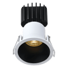 Tangra 3" Fixed Round Deep Regressed Thin White-Black Duo Trim Reflector Semi-frosted glass 36° 4CCT+DTW 35K to 27K CRI90 with 120-347V 0-10V Dimmable Commercial Driver