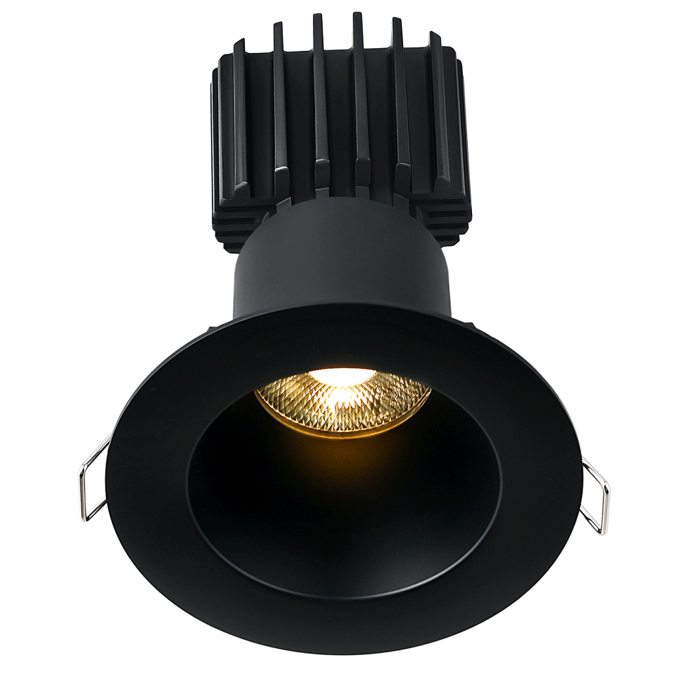 Tangra 3" Fixed Round Deep Regressed Wide Black Trim Reflector Clear glass 20° 5CCT CRI95 with 120V Commercial Driver