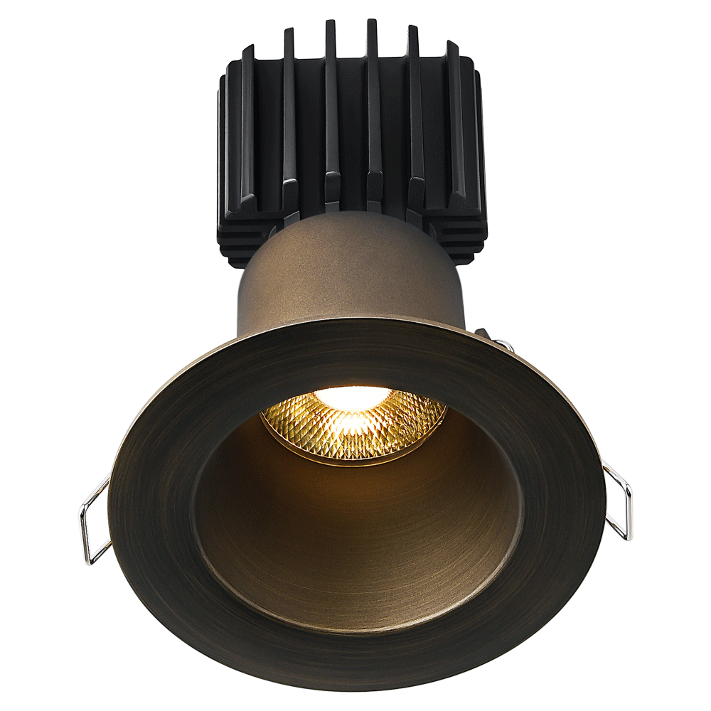 Tangra 3" Fixed Round Deep Regressed Wide Bronze Trim Reflector Clear glass 20° 5CCT CRI98 with  120-347V 0-10V Residential Driver