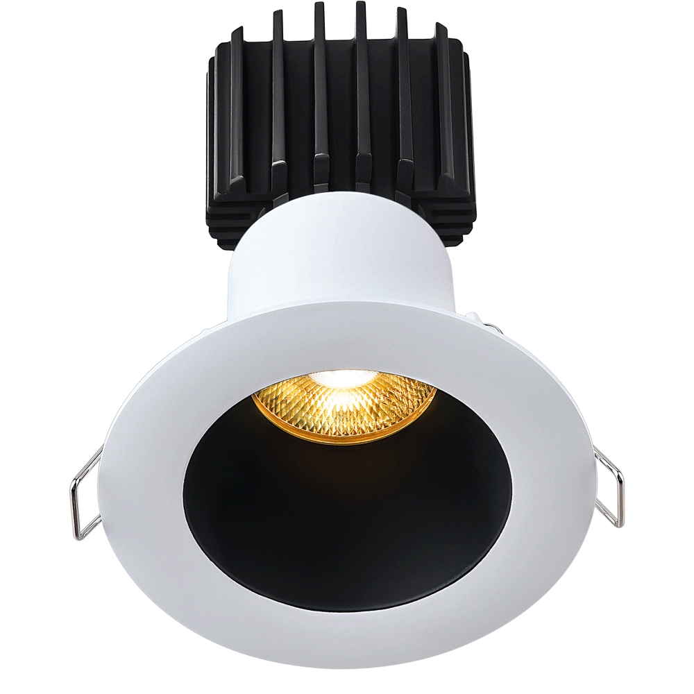 Tangra 3" Fixed Round Deep Regressed Wide White-Black Duo Trim Reflector Semi-frosted glass 20° 5CCT CRI95 with  120-347V 0-10V Residential Driver