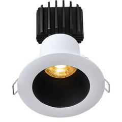 Tangra 3" Fixed Round Deep Regressed Wide White-Black Duo Trim Lens Black 50° 5CCT CRI98 with  120-347V 0-10V Residential Driver