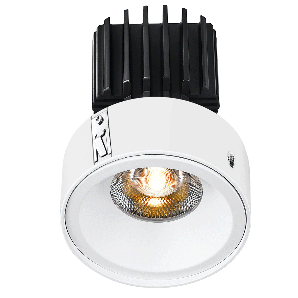 Tangra 3" Fixed Round Recessed Invisible Flangeless White Trim Reflector Frosted glass 60° 5CCT CRI98  with 120-347V 0-10V Dimmable Residential Driver