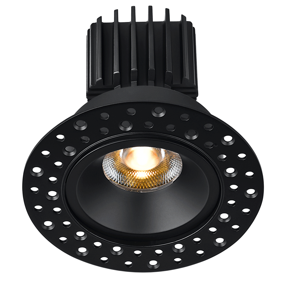 Tangra 3" Fixed Round Recessed Invisible Black Trim Reflector Clear glass 36° 30K CRI95 with 120V  Commercial Driver