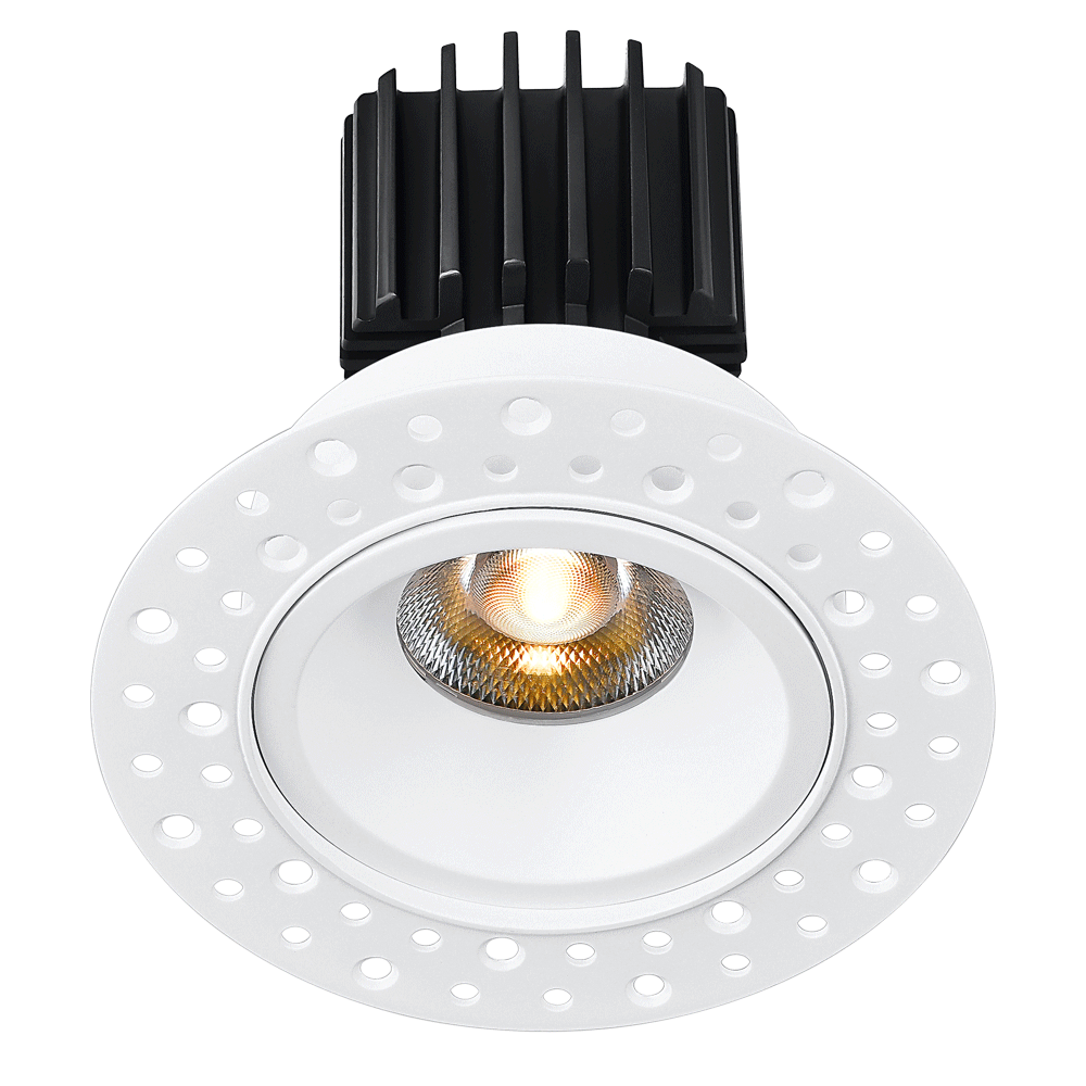 Tangra 3" Fixed Round Recessed Invisible White Trim Lens White 50° DTW 30K to 18K CRI95 with 120V Residential Driver