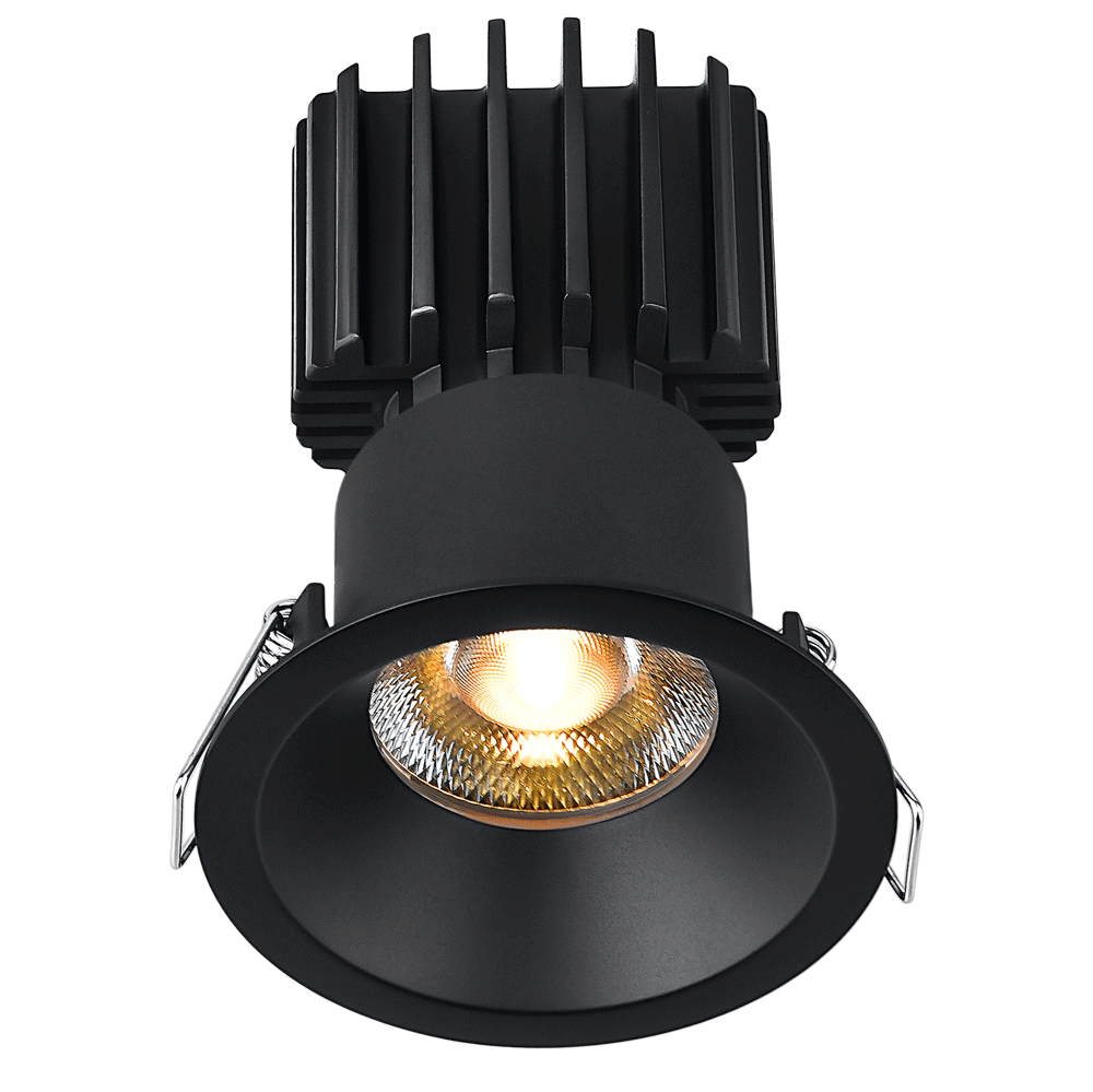 Tangra 3" Fixed Round Recessed Thin Black Trim Reflector Clear glass 20° 30K CRI95 with 120-347V-0-10V-Dimmable Commercial Driver